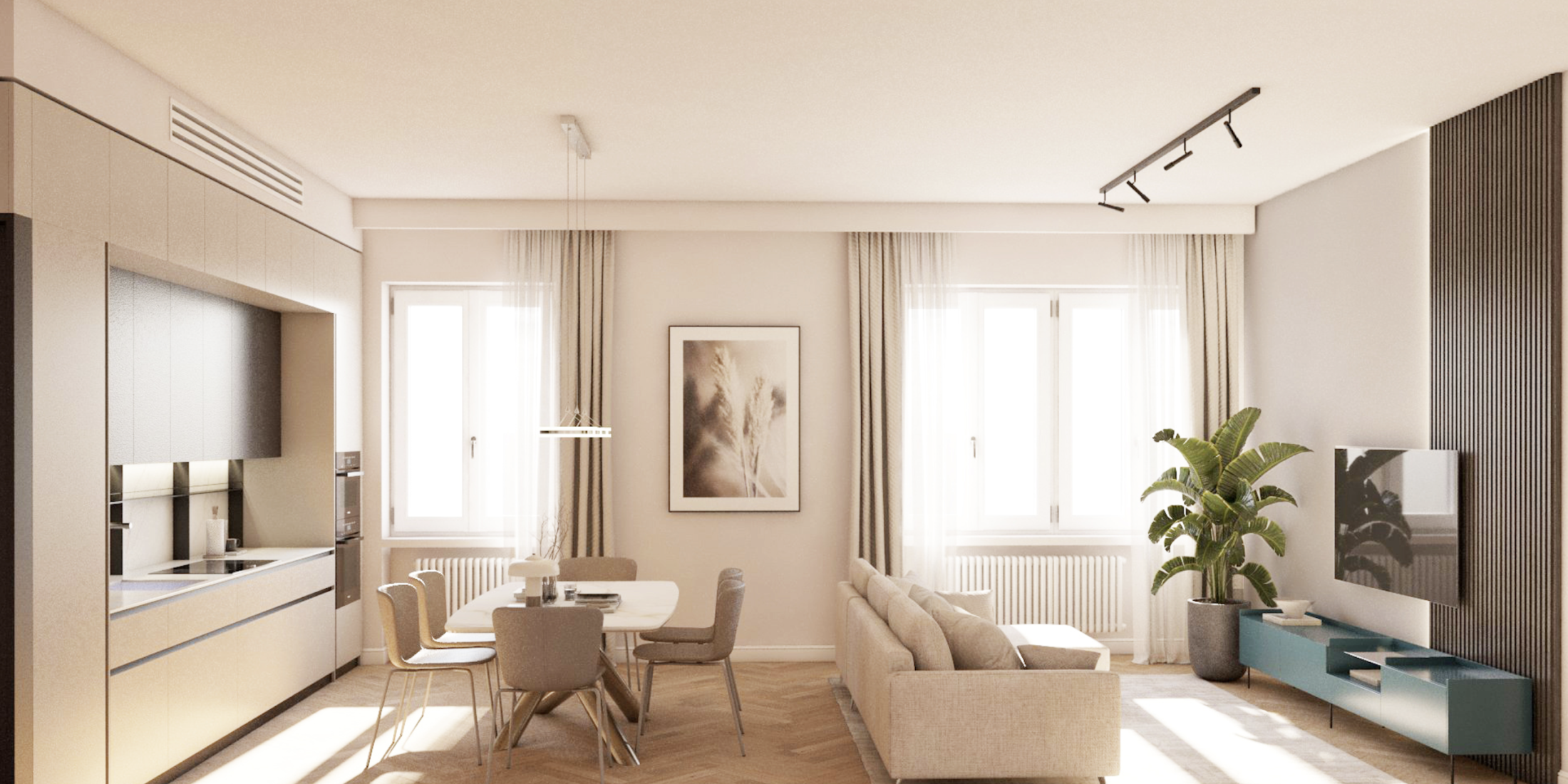Modern residence in historic building